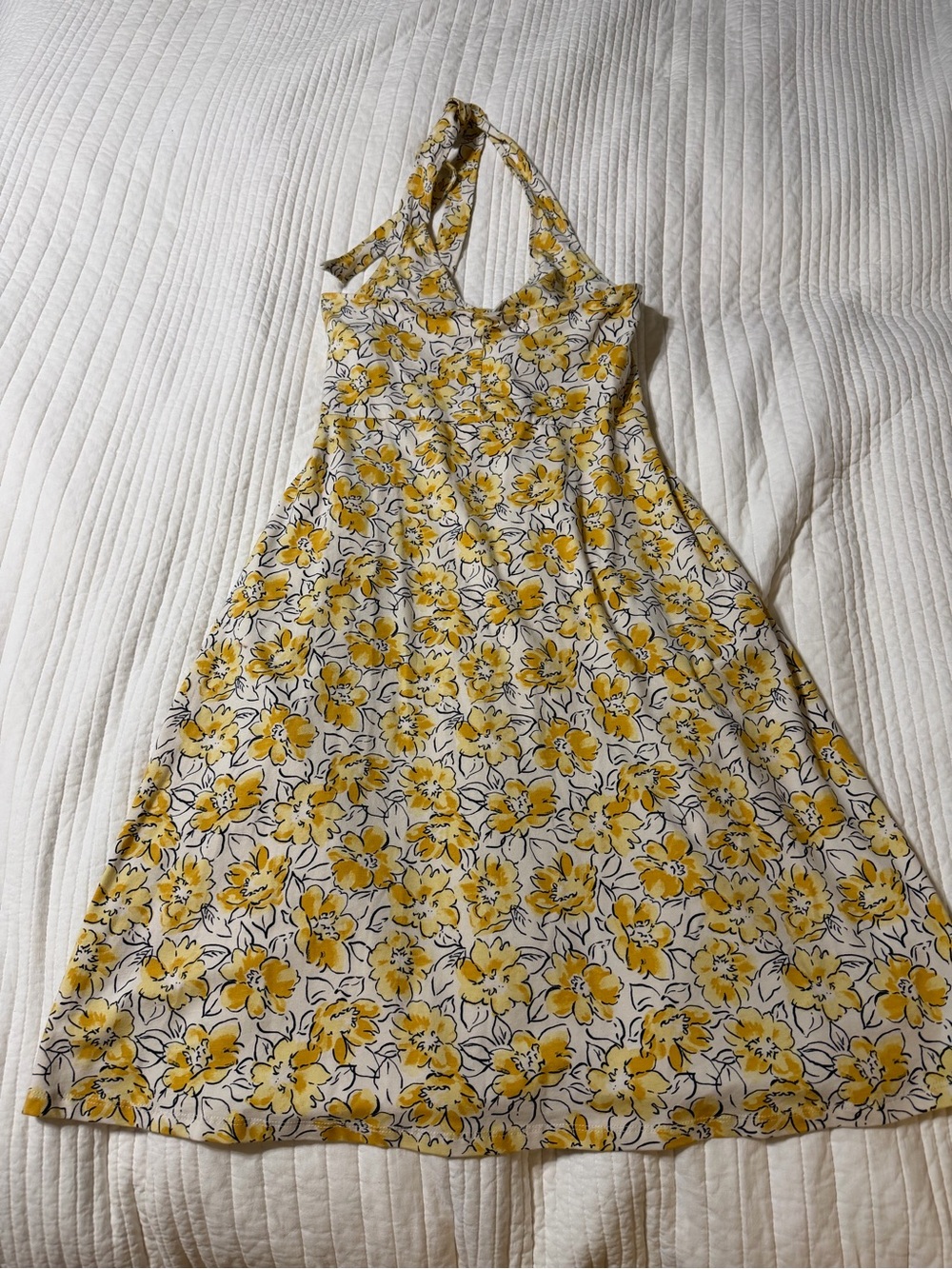 Pact Organic Cotton Yellow Floral Halter Midi Dress Size Small - Picture 3 of 8